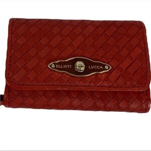 Elliott Luca Red Woven Leather Gold Accents